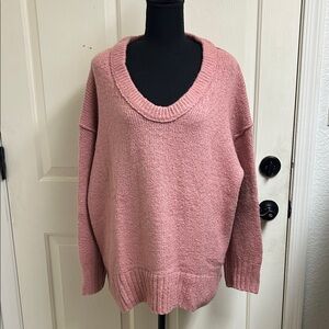 Free People Brookside Oversized Tunic Rose Pink Sweater, Small, EUC